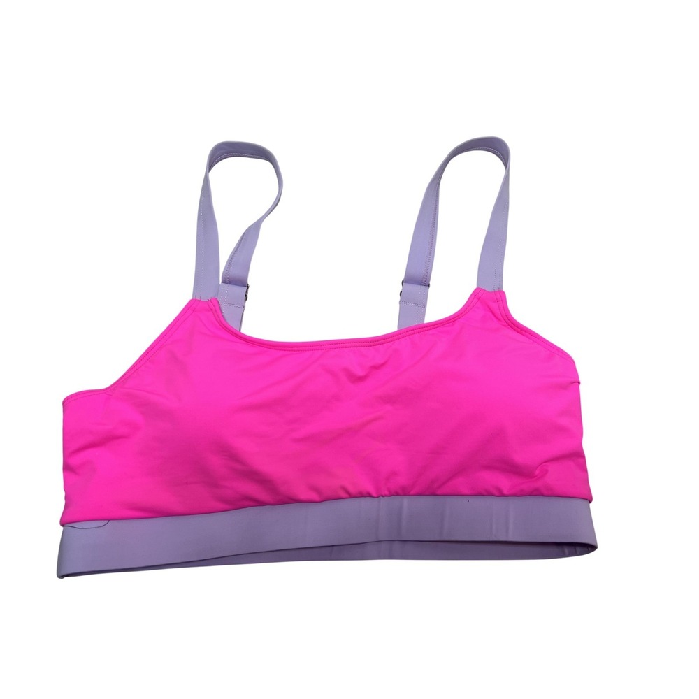 Tempt Me Bikini Womens Large Pink Colorblock Athletic Two Piece Swim Set Sport